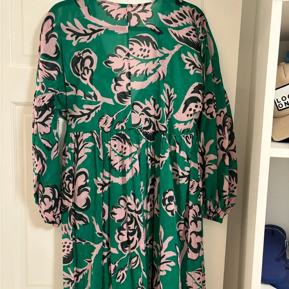Boden Green and Pink Floral caftan cover up - Picture 1 of 6